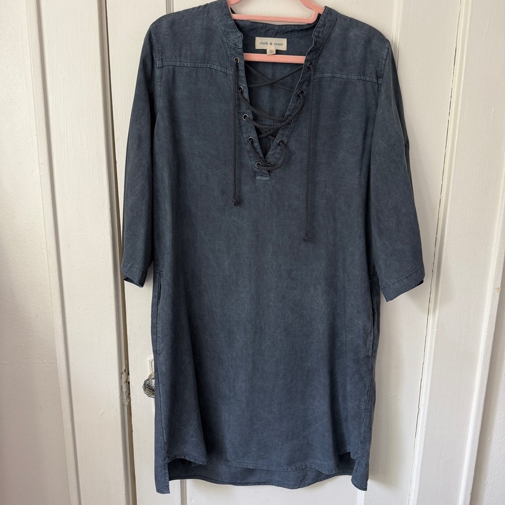 Anthropologie Cloth & Stone Xander Lace-Up Tunic Dress Oversize Small